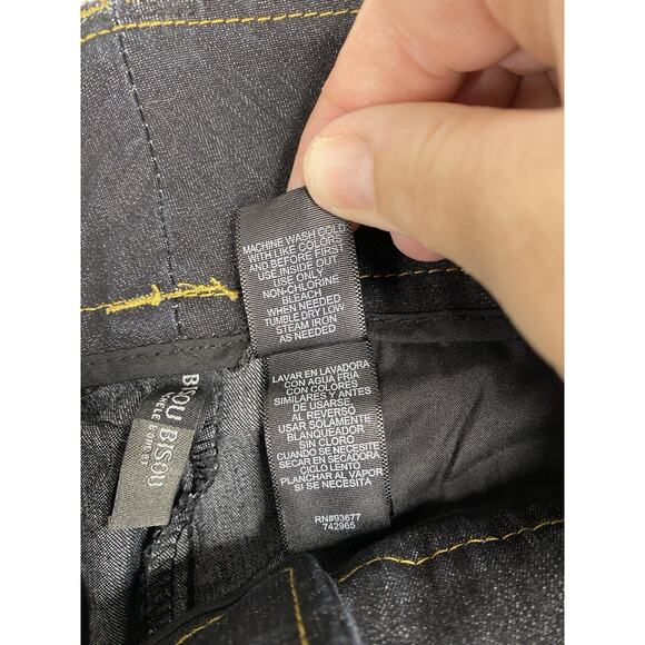 Bisou Bisou Jeans Womens 12 Dark Wash Permanent Seam Wide Flare Boho Y2K Slacks - Picture 6 of 10